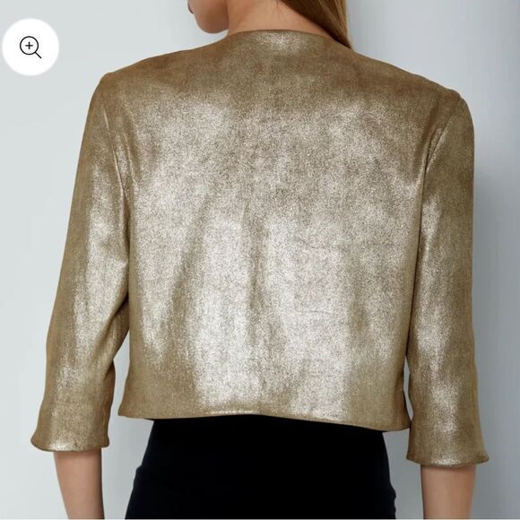 New SUSAN BENDER Denim Cropped Cardigan Jacket w/ Chain Size 4 - Picture 5 of 12